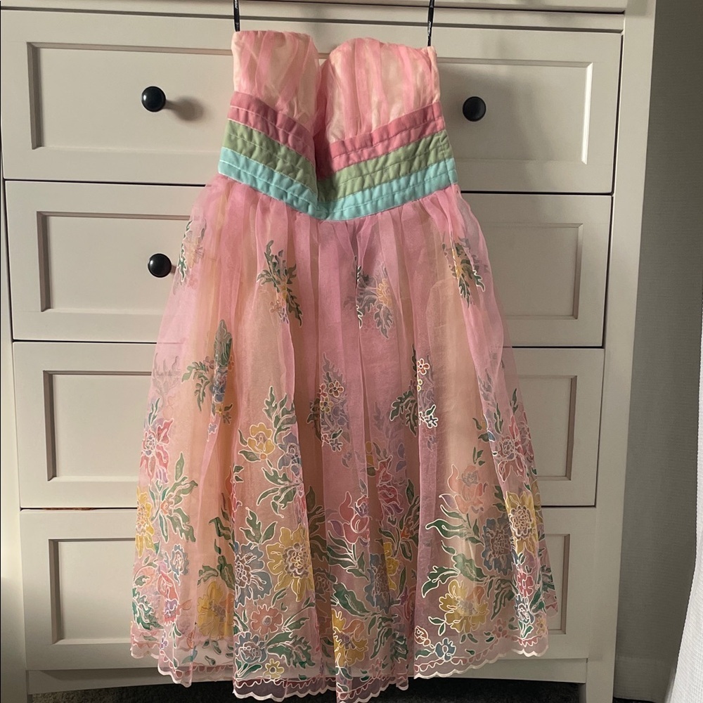 NWT Betsey Johnson Women’s Vintage Pink Tulle Layered Floral Cocktail Dress - 6
